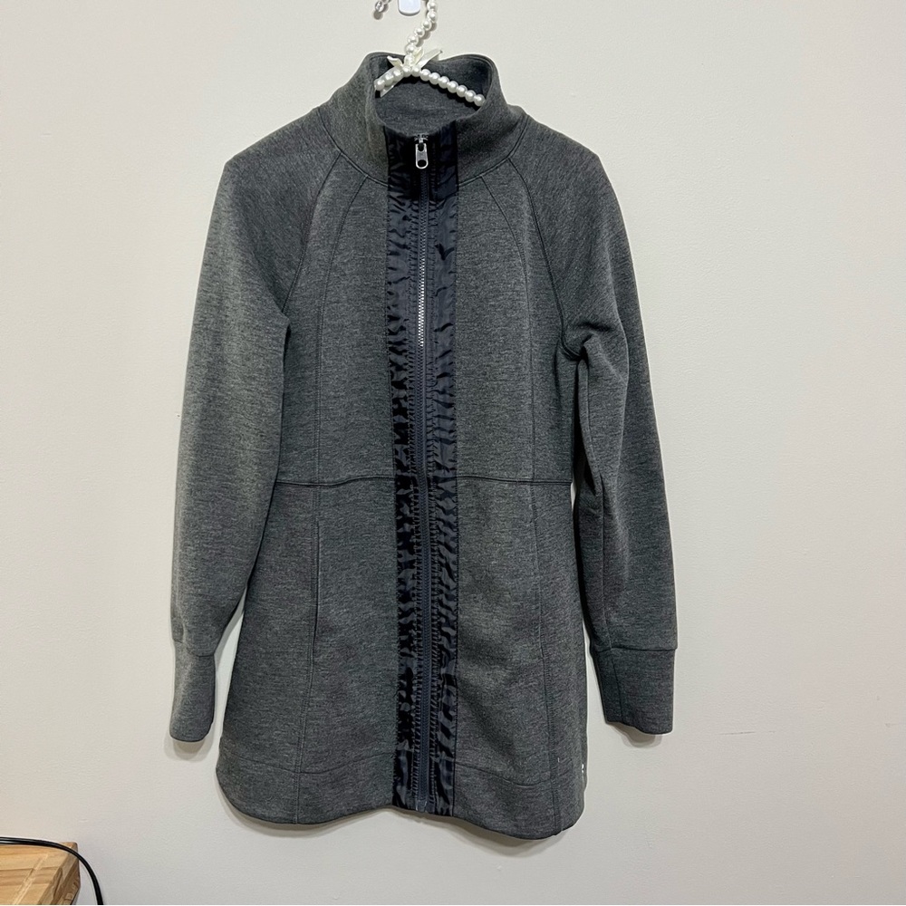 FILA Sport gray long zip up coat thick winter fall grey pockets collar zipper